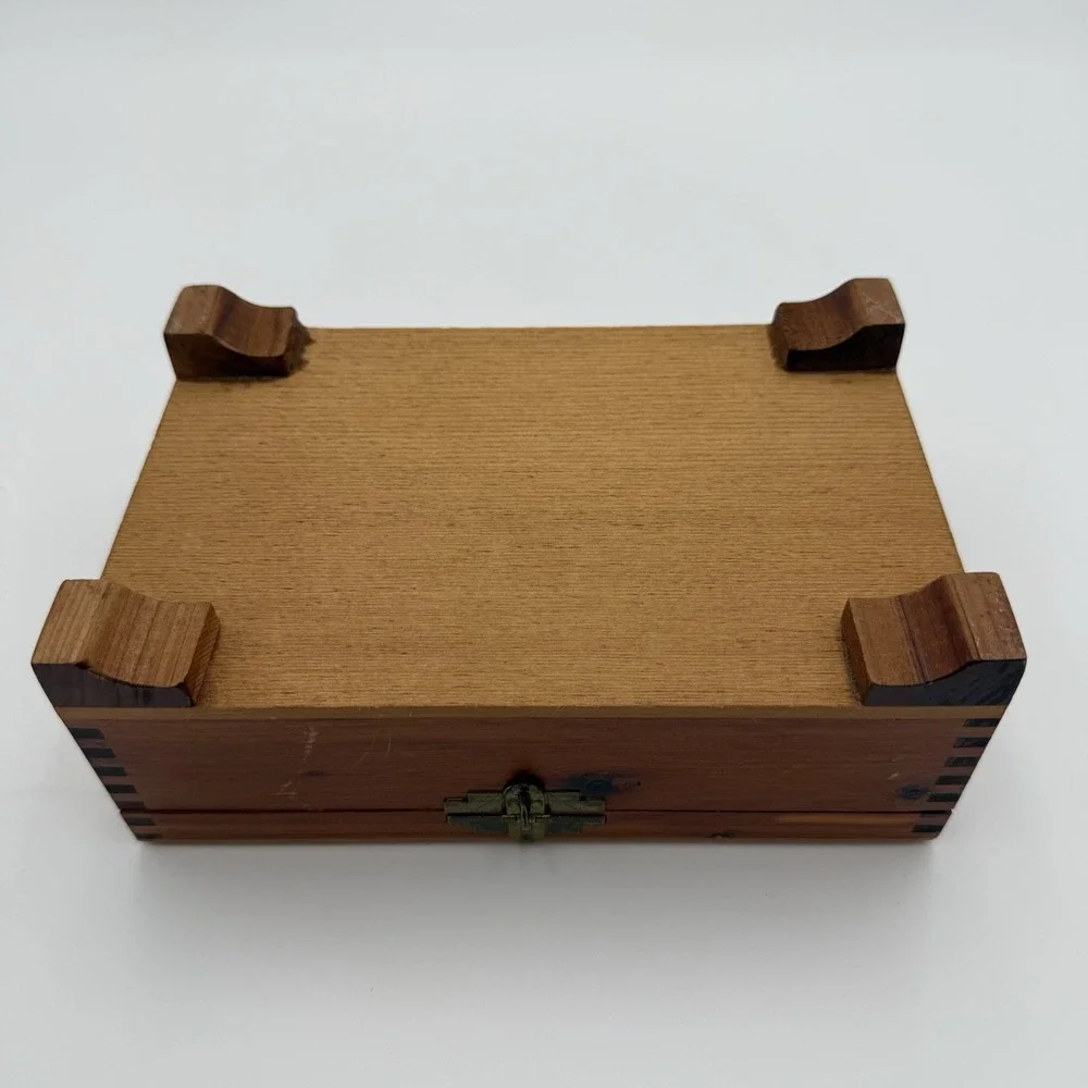Vintage Cedar Jewelry Box, Sewing Box, Trinket Box or Stationary Box W/ Lock Key